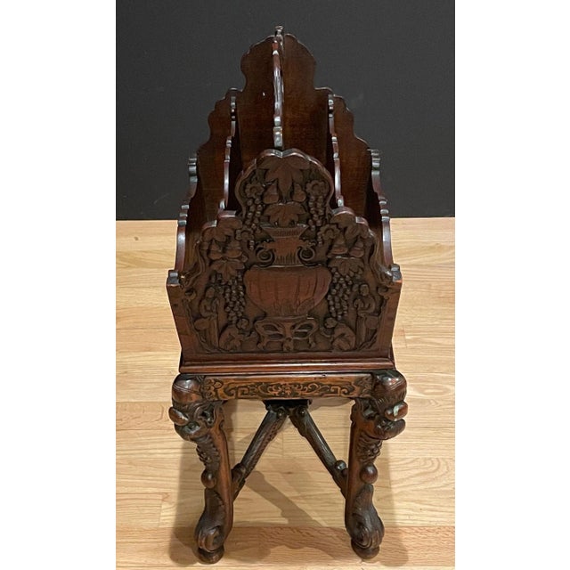 Early 20th Century Early 20th Century Carved Chinoiserie Magazine Rack For Sale - Image 5 of 7