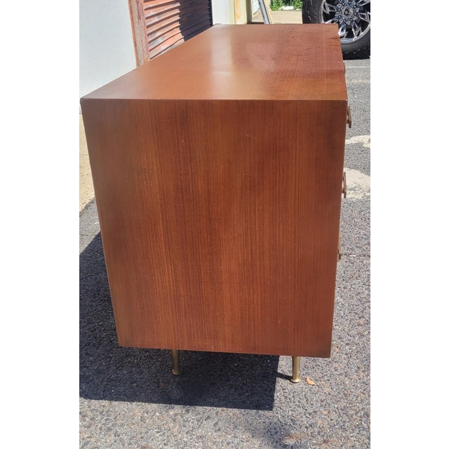 Camel Find Mid-Century Modern 6 Drawer Low Chest Brass Legs For Sale - Image 8 of 13