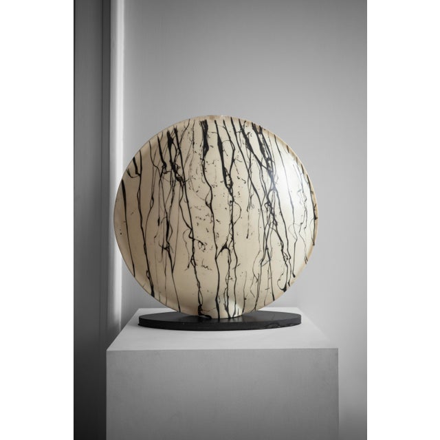 Wood Vintage Round Table Lamp, 1980s For Sale - Image 7 of 7