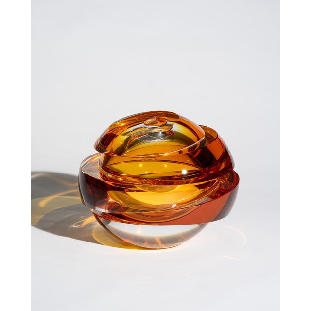 Rosenthal Blockglas Amber Globe Vase from Rosenthal Creative Center, Germany, 2012 For Sale - Image 4 of 10