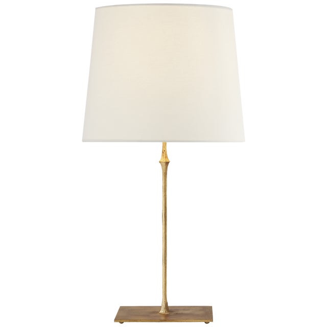 Transitional Visual Comfort Signature Dauphine Table Lamp in Gilded Iron with Linen Shade For Sale - Image 3 of 3