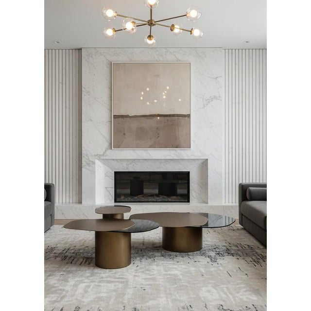 Set of 3 Modern Irregular Shaped Kaylee Coffee Table Set in Brass For Sale - Image 4 of 14