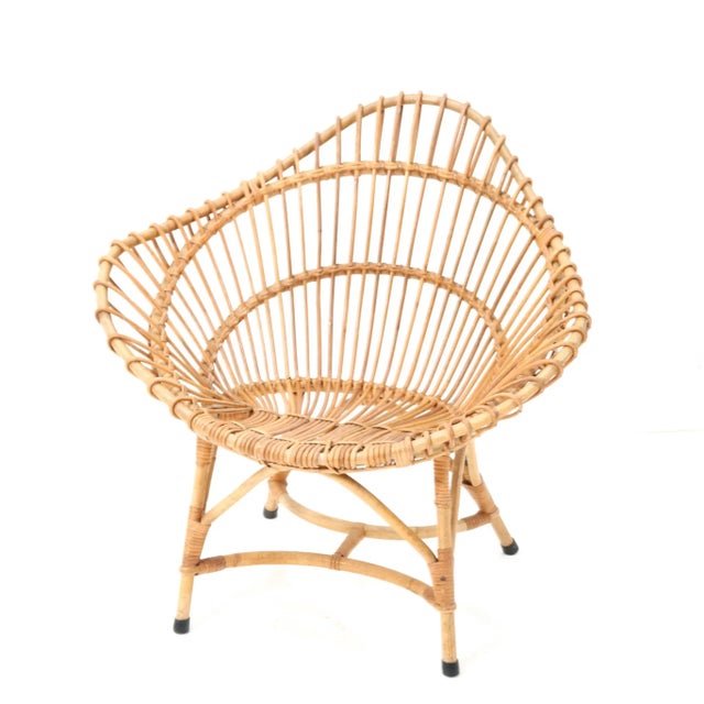 Mid-Century Italian Modern Rattan Armchair, 1960s For Sale - Image 9 of 9