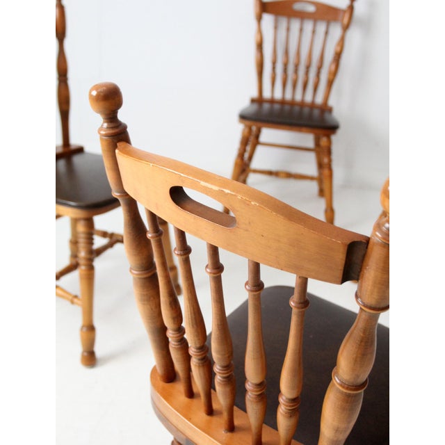 Vintage Spindle Back Dining Chairs Set of 4 For Sale - Image 14 of 18