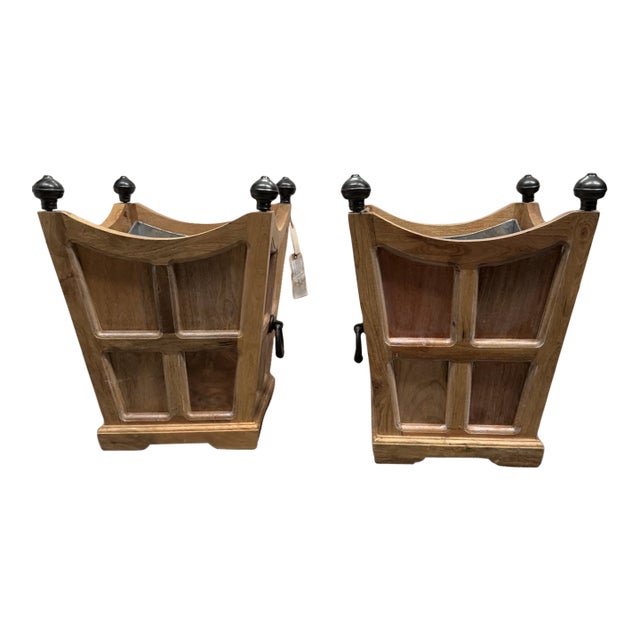 Pair of Tuxedo Wooden Planters For Sale