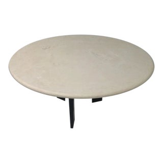 Beige Cream Round Travertine Top For Sale