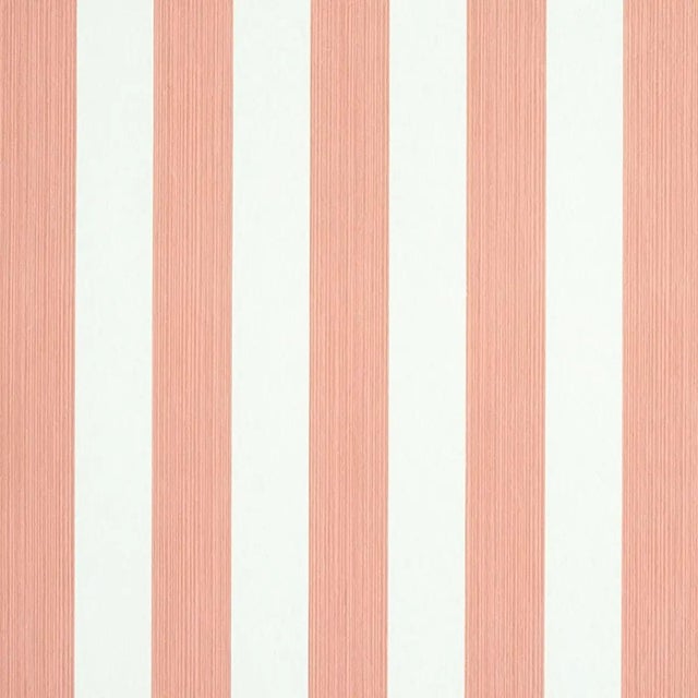 Sample - Schumacher Edwin Stripe Medium Wallpaper in Pink For Sale