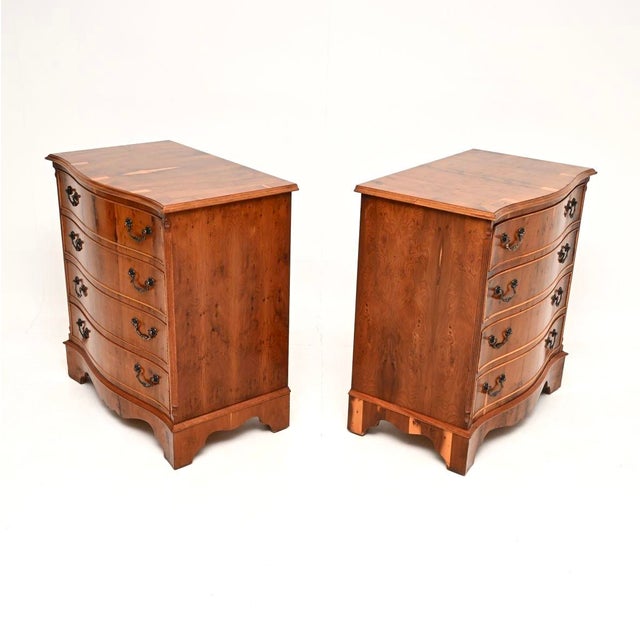 Antique Georgian Style Yew Wood Chests of Drawers, 1930, Set of 2 For Sale - Image 4 of 11