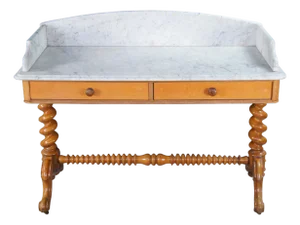 Antique Victorian Walnut Marble Washstand Dry Sink Drybar Parlor Stand 48"