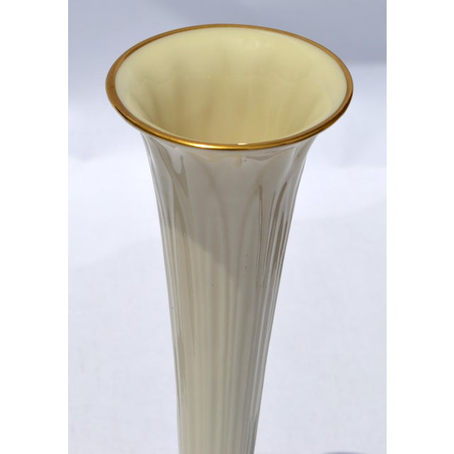 Ceramic Set 2 Lenox Collectibles Tall Bud Vases Ivory Ceramic Fine China 24k Gold For Sale - Image 7 of 16