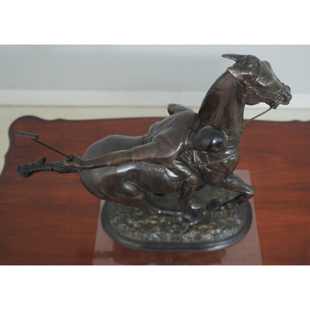 Maitland Smith Bronze Polo Jockey on Horse Sculpture For Sale - Image 9 of 15