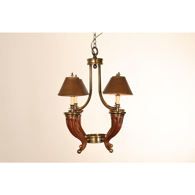 Metal Chapman Horn Four Light Chandelier For Sale - Image 7 of 18