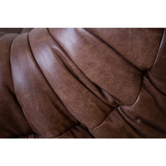 Brown Brown Dubai Leather Togo Sofa, 1970s, Set of 5 For Sale - Image 8 of 9