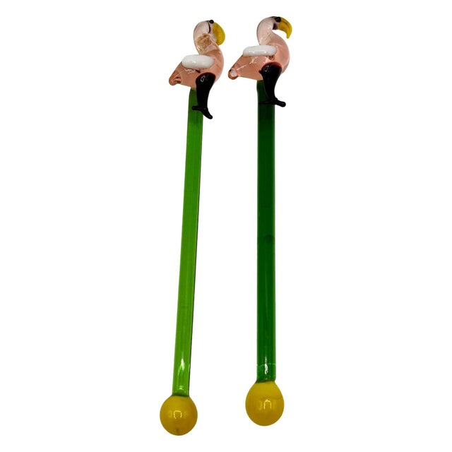 1980s 21 Piece Mid-Century Tropical Hula Girl & Flamingo Cocktail Swizzle Sticks For Sale - Image 9 of 18