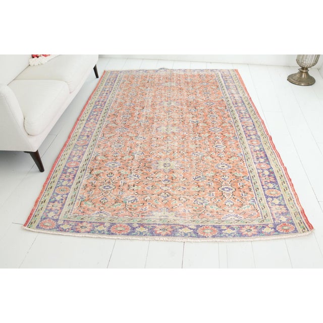 Geometric Vintage Oushak Area Rug For Sale - Image 4 of 10