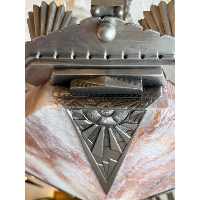 1920s French Art Deco Chandelier For Sale - Image 4 of 12