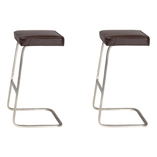 Knoll Ludwig Mies Van Der Rohe Four Seasons Bar Height Stool - A Pair For Sale