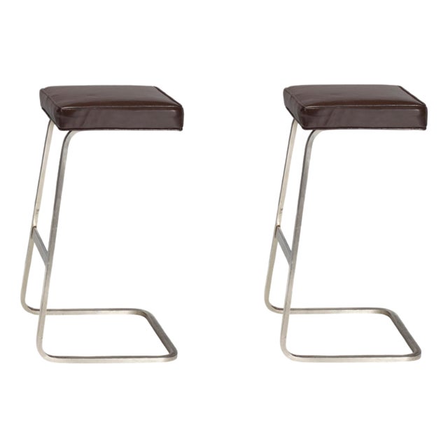 Knoll Ludwig Mies Van Der Rohe Four Seasons Bar Height Stool - A Pair For Sale