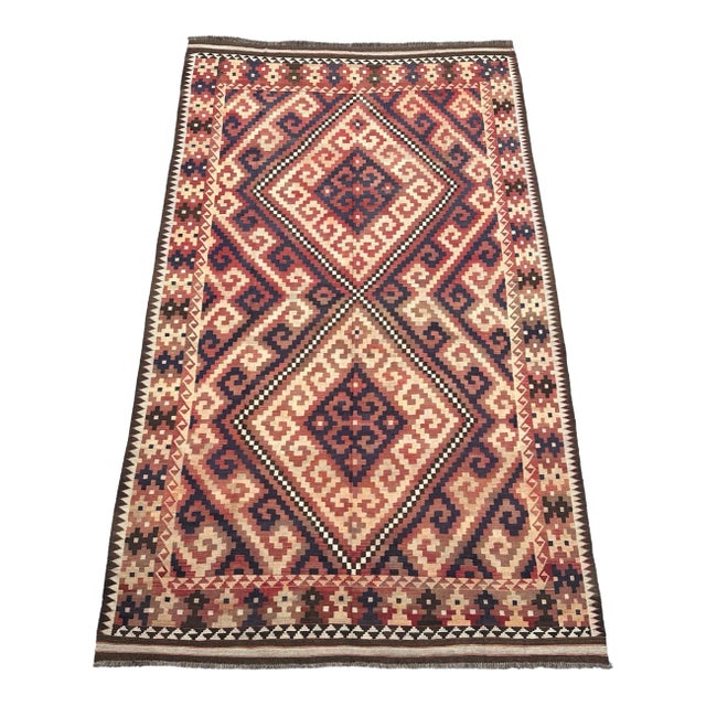 Vintage Afghan Flat Weave Tribal Wool Kilim Rug, 10x16 For Sale