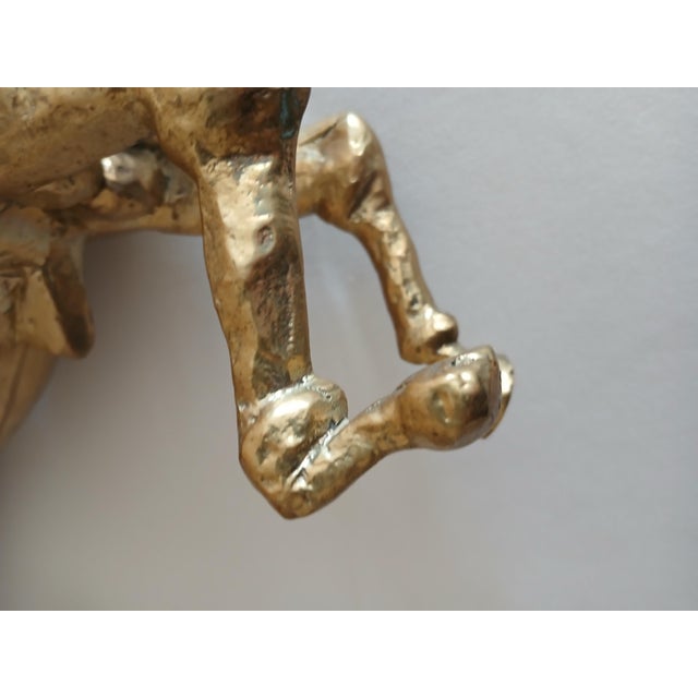 Brass Vintage Rearing Brass Horse Statue For Sale - Image 8 of 11