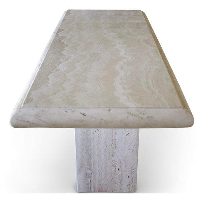 Ecru Natural Travertine Console Table in Ecru, Sand and Pink For Sale - Image 8 of 8