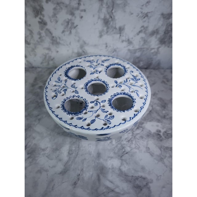 Vintage Mottahedeh ceramic flower frog bulb vase, crafted in Portugal for the Metropolitan Museum of Art collection....