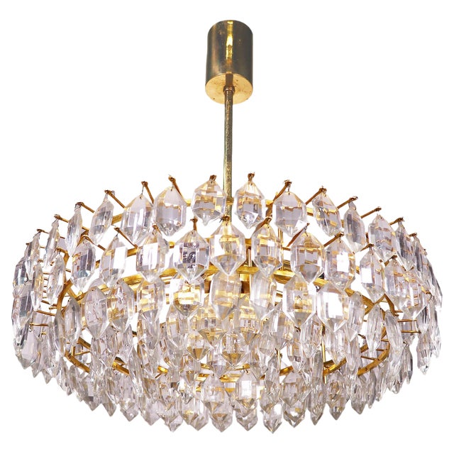 Large Chandelier in Crystal & Brass from Lobmeyr / Bakalowits & Sons For Sale