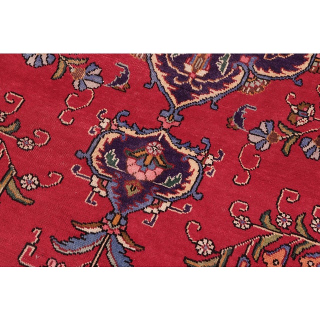 Persian Vintage Tabriz Red/Purple Wool Rug - 8'6'' X 12'10'' For Sale In New York - Image 6 of 10