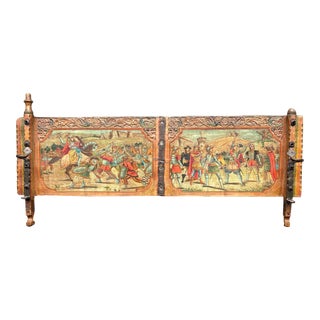 Antique 19th Century Sicilian Horse Wagon or Carriage Side Panel Piece in Coloured Carved For Sale