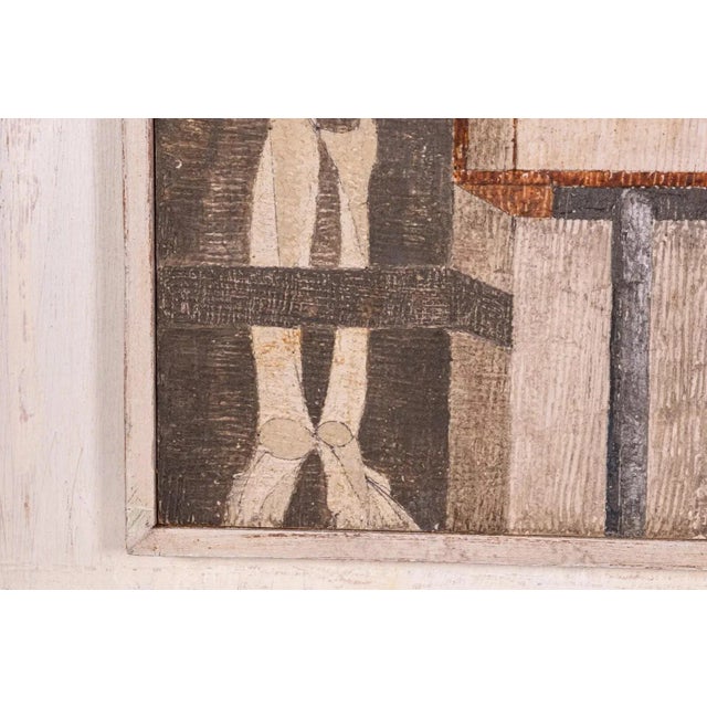 Paint Sam Gamburd Signed Surrealist Modern Oil Painting Study on Board Framed 1960s For Sale - Image 7 of 9