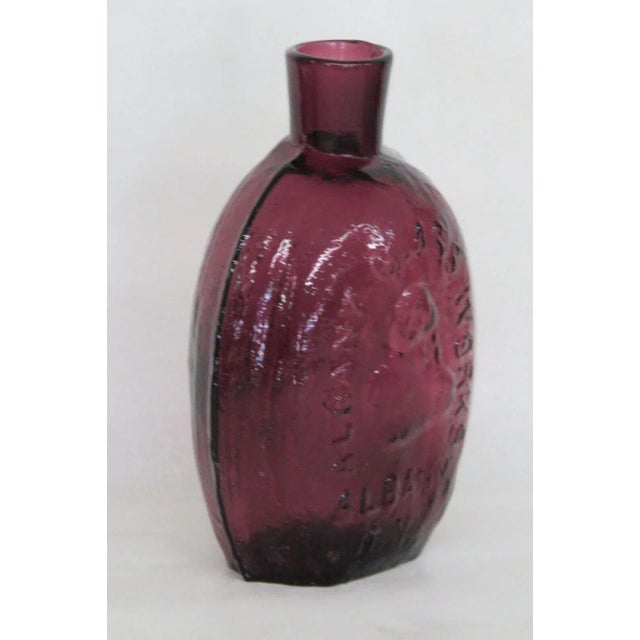 Albany Glass Works Purple George Washington Mayflower Flask Bottle For Sale - Image 10 of 12