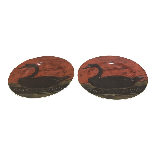 Vintage Sakura Warren Kimble "Swan's Song Inn" Country Inns Salad Plates — Set of 2 For Sale