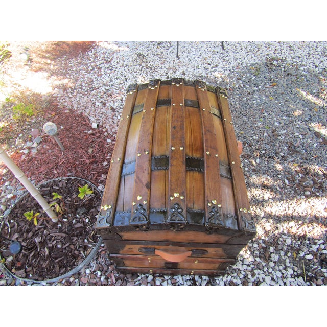 Antique Barrel Top Trunk, Circa 1890 For Sale - Image 4 of 7
