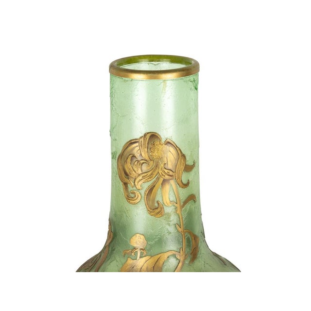 Art Nouveau Green Glass Vase by Mont Joye, France, 1890s For Sale - Image 6 of 9
