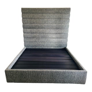 Custom California King Upholstered Bed – Mokum Fabric – Designer Quality For Sale