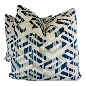 Thibaut "Bossa Nova Velvet" in Peacock 22" Pillows-a Pair