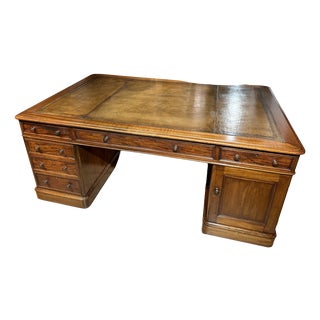 Large Victorian Partners Desk in Mahogany For Sale