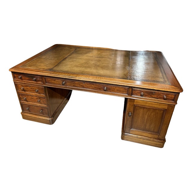 Large Victorian Partners Desk in Mahogany For Sale