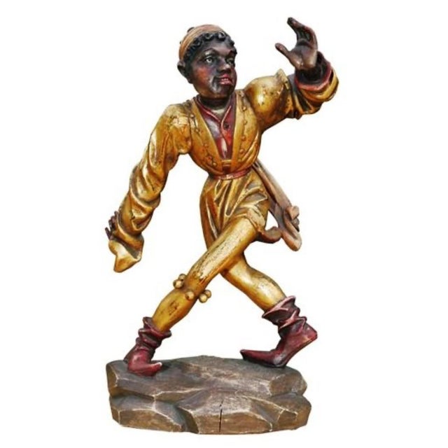 Set of 6 1970s Morisken Dancers, Munich Hand-Carved Wood Figures, Signed Virgil Oberpacher For Sale - Image 4 of 13