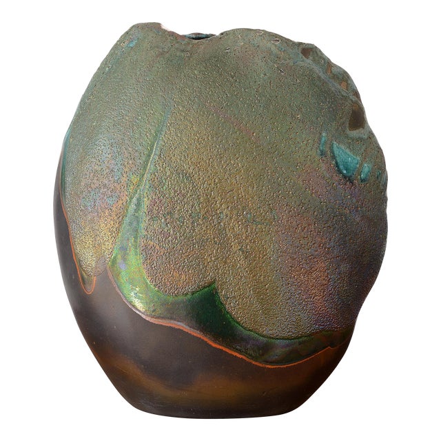 Monumental Vintage Tony Evans Raku Vase For Sale