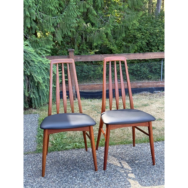 Danish Modern Eva Chairs in Teak by Niels Koefoed, Set of 2 18.9"W× 20.47"D x38.19"H new vinyl upholstered seats...