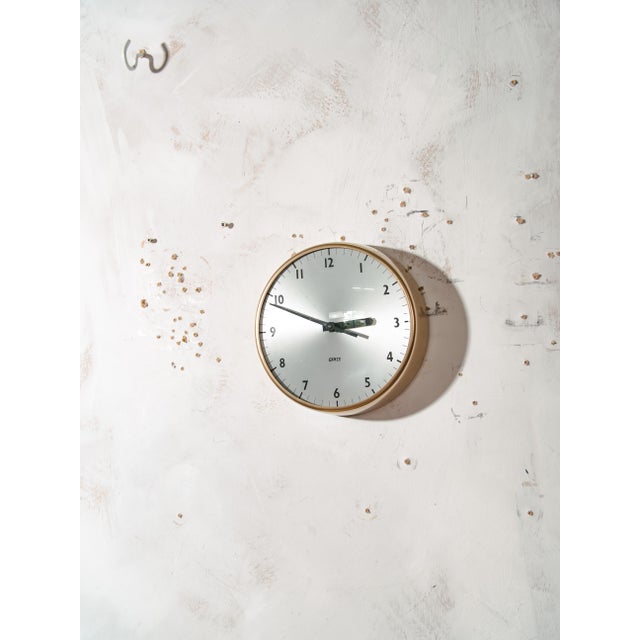 Clock with Gold Finish from Gent of Leicester, England, 1960s For Sale - Image 9 of 9