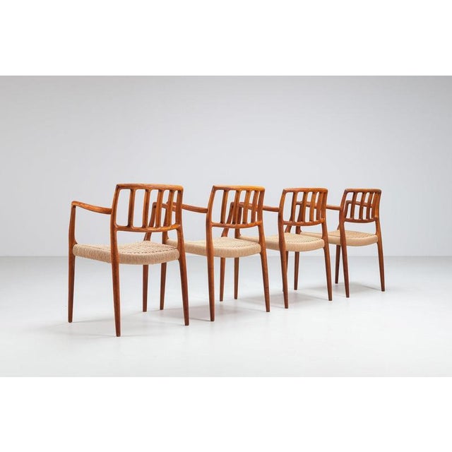 Mid-Century Modern Model 66 Armchairs in Teak and Paper Cord by Niels Otto Moller, Denmark, 1970, Set of 4 For Sale - Image 3 of 15