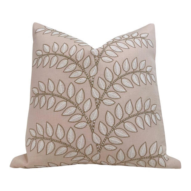 Frondescence Woven Pillow Cover in Blush Pink, 16x16 Pillow For Sale