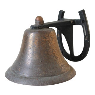 Vintage Western Style Wall Mounted Dinner Bell W/ Horse Shoe Motif For Sale