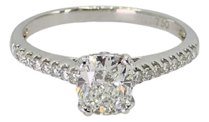 Gia Certified Natural Diamond Cushion Cut in 18k (750) White Gold Ring Size 6