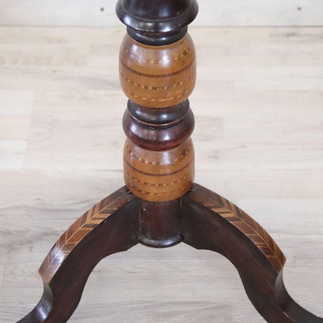 Wood Antique Round Side Table in Walnut, 1800s For Sale - Image 7 of 13