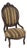 Antique Carved Mahogany Accent Chair With Striped Floral Upholstery. For Sale
