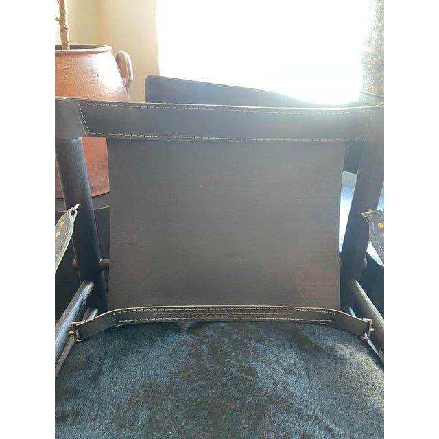 Leather Chair With Shearling Seat For Sale - Image 10 of 10