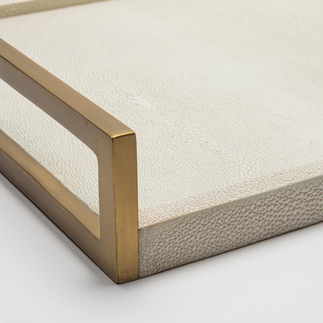 Rectangular Tray in Natural Cream Shagreen With Bronze Patina Brass by R&y Augousti For Sale - Image 10 of 11